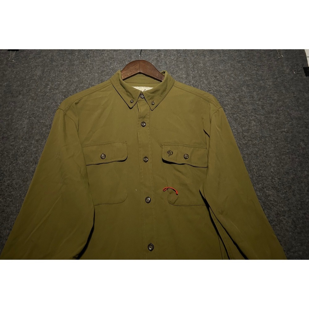 Duck camp Midweight hunting long sleeve button shirt green mens Large